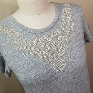 J Crew Factory Beaded T Shirt Grey
